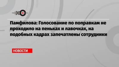 Элла Памфилова - Памфилова: Голосование по поправкам не проходило на пеньках и лавочках, на подобных кадрах запечатлены сотрудники - echo.msk.ru