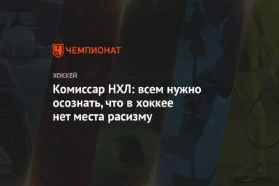 Гэри Беттмэн - Комиссар НХЛ: всем нужно осознать, что в хоккее нет места расизму - championat.com - Лос-Анджелес - шт.Нью-Джерси - Сан-Хосе - Оттава