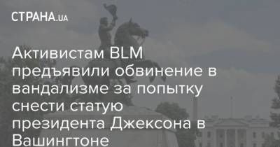 Эндрю Джексон - Активистам BLM предъявили обвинение в вандализме за попытку снести статую президента Джексона в Вашингтоне - strana.ua - США - Вашингтон