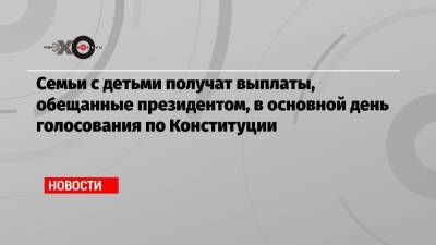 Владимир Путин - Иван Жданов - Максим Топилин - Семьи с детьми получат выплаты, обещанные президентом, в основной день голосования по Конституции - echo.msk.ru - Россия