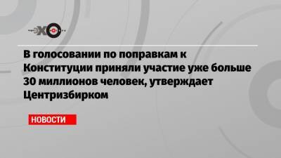 Элла Памфилова - В голосовании по поправкам к Конституции приняли участие уже больше 30 миллионов человек, утверждает Центризбирком - echo.msk.ru - Москва