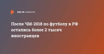 Евгений Иванов - После ЧМ-2018 по футболу в РФ остались более 2 тысяч иностранцев - ren.tv - Россия