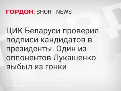 Александр Лукашенко - Анна Канопацкая - Андрей Дмитриев - Сергей Тихановский - Виктор Бабарико - Валерий Цепкало - Светлана Тихановская - Сергей Черечень - ЦИК Беларуси проверил подписи кандидатов в президенты. Один из оппонентов Лукашенко выбыл из гонки - gordonua.com - Украина - Белоруссия