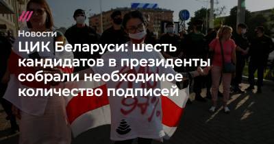 Александр Лукашенко - Анна Канопацкая - Андрей Дмитриев - Виктор Бабарико - Валерий Цепкало - Светлана Тихановская - Сергей Черечня - ЦИК Беларуси: шесть кандидатов в президенты собрали необходимое количество подписей - tvrain.ru - Белоруссия