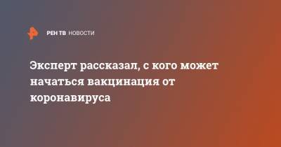 Павел Волчков - Эксперт рассказал, с кого может начаться вакцинация от коронавируса - ren.tv