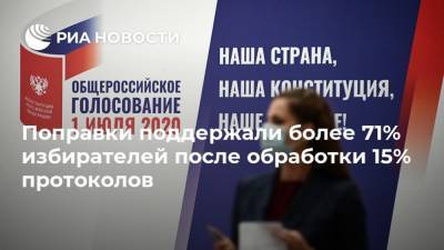 Владимир Путин - Поправки поддержали более 71% избирателей после обработки 15% протоколов - ria.ru - Москва