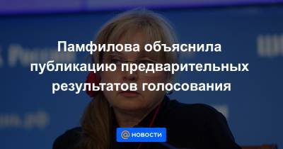 Элла Памфилова - Памфилова объяснила публикацию предварительных результатов голосования - news.mail.ru - Россия