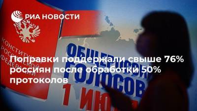Элла Памфилова - Поправки поддержали свыше 76% россиян после обработки 50% протоколов - ria.ru - Москва