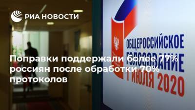 Поправки поддержали более 77% россиян после обработки 70% протоколов - ria.ru - Москва