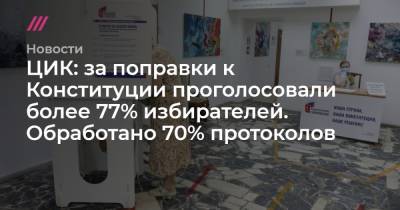 Владимир Путин - Софья Сандурская - ЦИК: за поправки к Конституции проголосовали более 77% избирателей. Обработано 70% протоколов - tvrain.ru - Москва - Иркутская обл. - респ. Чечня