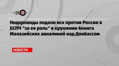 Николай Сванидзе - Нидерланды подали иск против России в ЕСПЧ «за ее роль» в крушении боинга Малазийских авиалиний над Донбассом - echo.msk.ru - Россия - Голландия