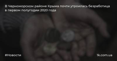 В Черноморском районе Крыма почти утроилась безработица в первом полугодии 2020 года - 1k.com.ua - Россия - Крым - район Черноморский