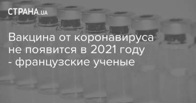 Вакцина от коронавируса не появится в 2021 году - французские ученые - strana.ua - Франция