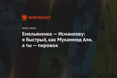 Магомед Исмаилов - Александр Емельяненко - Али - Емельяненко — Исмаилову: я быстрый, как Мухаммед Али. а ты — пирожок - championat.com - Россия - респ. Дагестан