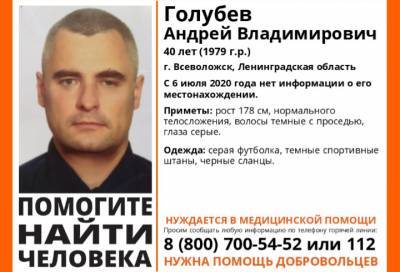 Андрей Голубев - В Всеволожском районе ищут 40-летнего мужчину - online47.ru