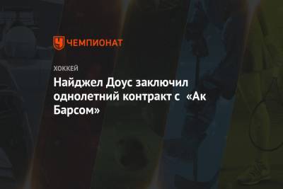 Найджел Доус - Найджел Доус заключил однолетний контракт с «Ак Барсом» - championat.com - Казахстан