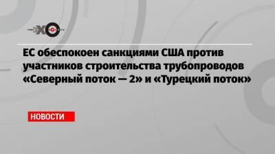 Жозеп Боррель - ЕС обеспокоен санкциями США против участников строительства трубопроводов «Северный поток — 2» и «Турецкий поток» - echo.msk.ru - США