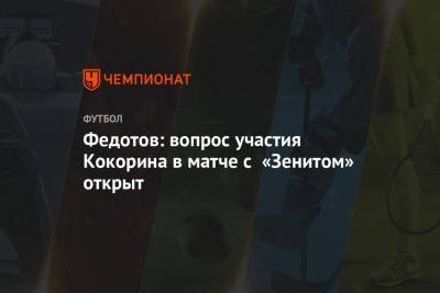 Владимир Федотов - Федотов: вопрос участия Кокорина в матче с «Зенитом» открыт - championat.com - Москва - Сочи