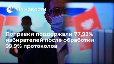 Поправки поддержали 77,93% избирателей после обработки 99,9% протоколов - ria.ru - Москва - Россия