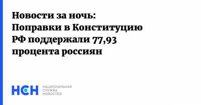 Карен Шахназаров - Новости за ночь: Поправки в Конституцию РФ поддержали 77,93 процента россиян - nsn.fm - Россия