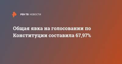 Элла Памфилова - Общая явка на голосовании по Конституции составила 67,97% - ren.tv