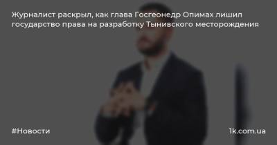 Журналист раскрыл, как глава Госгеонедр Опимах лишил государство права на разработку Тынивского месторождения - 1k.com.ua - Украина