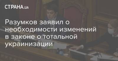 Дмитрий Разумков - Разумков заявил о необходимости изменений в законе о тотальной украинизации - strana.ua - Украина - Парламент