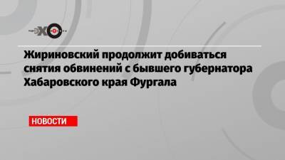 Владимир Путин - Сергей Фургал - Владимир Жириновский - Михаил Дегтярев - Жириновский продолжит добиваться снятия обвинений с бывшего губернатора Хабаровского края Фургала - echo.msk.ru - Россия - Хабаровский край