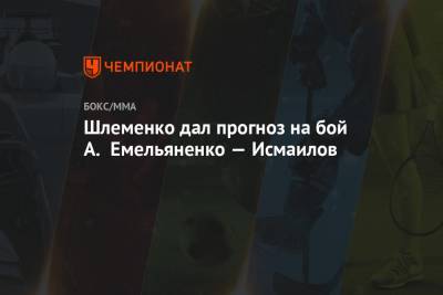 Магомед Исмаилов - Александр Емельяненко - Александр Шлеменко - Шлеменко дал прогноз на бой А. Емельяненко — Исмаилов - championat.com - Сочи