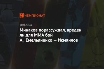 Магомед Исмаилов - Александр Емельяненко - Виталий Минаков - Минаков порассуждал, вреден ли для ММА бой А. Емельяненко — Исмаилов - championat.com