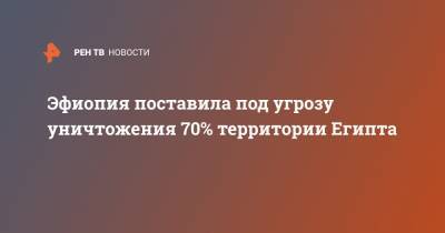 Эфиопия поставила под угрозу уничтожения 70% территории Египта - ren.tv - Египет - Эфиопия