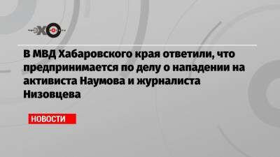 Екатерина Тарасова - Сергей Наумов - МВД Хабаровского края: По делу о нападении на активиста Наумова и журналиста Низовцева ведется процессуальная проверка - echo.msk.ru - Россия - Хабаровский край