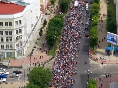 Сергей Фургал - Многотысячное шествие в Хабаровске показали с дрона. Видео - gordonua.com - Россия - Амурская обл. - Хабаровский край - Хабаровск - Сибирь