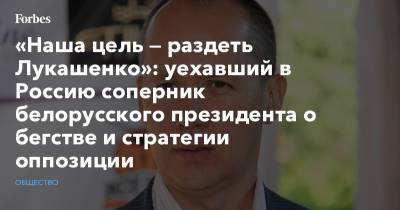 Александр Лукашенко - Сергей Тихановский - Виктор Бабарико - Валерий Цепкало - Светлана Тихановская - «Наша цель — раздеть Лукашенко»: уехавший в Россию соперник белорусского президента о бегстве и стратегии оппозиции - forbes.ru - Россия - Белоруссия