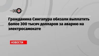 Гражданина Сингапура обязали выплатить более 300 тысяч долларов за аварию на электросамокате - echo.msk.ru - Сингапур - Республика Сингапур