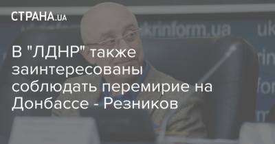 Алексей Резников - В "ЛДНР" также заинтересованы соблюдать перемирие на Донбассе - Резников - strana.ua - Минск - Донбасс