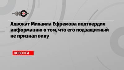 Михаил Ефремов - Эльман Пашаев - Адвокат Михаила Ефремова подтвердил информацию о том, что его подзащитный не признал вину - echo.msk.ru