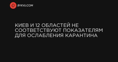 Киев и 12 областей не соответствуют показателям для ослабления карантина - bykvu.com - Украина - Киев - Ивано-Франковская обл. - Сумская обл. - Черниговская обл. - Волынская обл. - Хмельницкая обл. - Винницкая обл. - Тернопольская обл. - Черновицкая обл. - Житомирская обл. - Закарпатская обл.