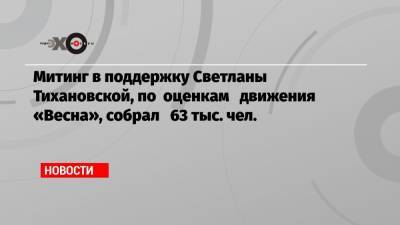 Александр Лукашенко - Сергей Тихановский - Светлана Тихановская - Митинг в поддержку Светланы Тихановской, по оценкам движения «Весна», собрал 63 тыс. чел. - echo.msk.ru - Белоруссия - Минск