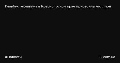 Главбух техникума в Красноярском крае присвоила миллион - 1k.com.ua - Россия - Красноярский край - Енисейск