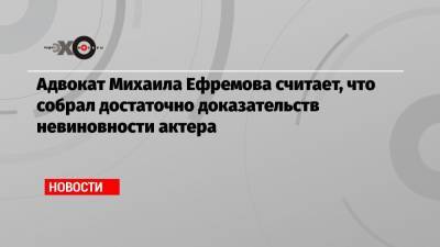 Михаил Ефремов - Эльман Пашаев - Владимир Васенин - Адвокат Михаила Ефремова считает, что собрал достаточно доказательств невиновности актера - echo.msk.ru - Москва