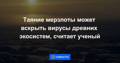 Таяние мерзлоты может вскрыть вирусы древних экосистем, считает ученый - news.mail.ru