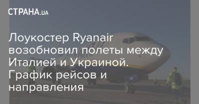 Лоукостер Ryanair возобновил полеты между Италией и Украиной. График рейсов и направления - strana.ua - Украина - Италия - Мальта
