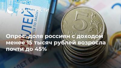Опрос: доля россиян с доходом менее 15 тысяч рублей возросла почти до 45% - ria.ru - Москва - Россия