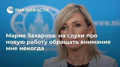 Мария Захарова - Мария Захарова: на слухи про новую работу обращать внимание мне некогда - ria.ru - Россия