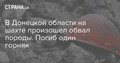 В Донецкой области на шахте произошел обвал породы. Погиб один горняк - strana.ua - Украина - Мирноград - Донецкая обл.