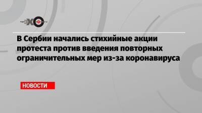 Илья Яшин - Александр Вучич - В Сербии начались стихийные акции протеста против введения повторных ограничительных мер из-за коронавируса - echo.msk.ru - Москва - Сербия - Белград