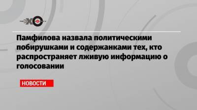 Элла Памфилова - Илья Яшин - Памфилова назвала политическими побирушками и содержанками тех, кто распространяет лживую информацию о голосовании - echo.msk.ru - Москва - Россия