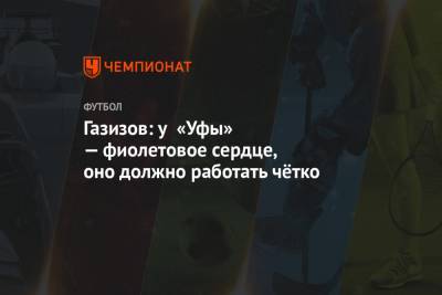 Шамиль Газизов - Газизов: у «Уфы» — фиолетовое сердце, оно должно работать чётко - championat.com - Уфа