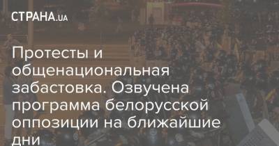 Александр Лукашенко - Протесты и общенациональная забастовка. Озвучена программа белорусской оппозиции на ближайшие дни - strana.ua - Белоруссия - Минск